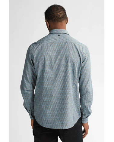 Camisa Estampada Azul Empolvado Petrol espalda Esenziashopping Zaragoza