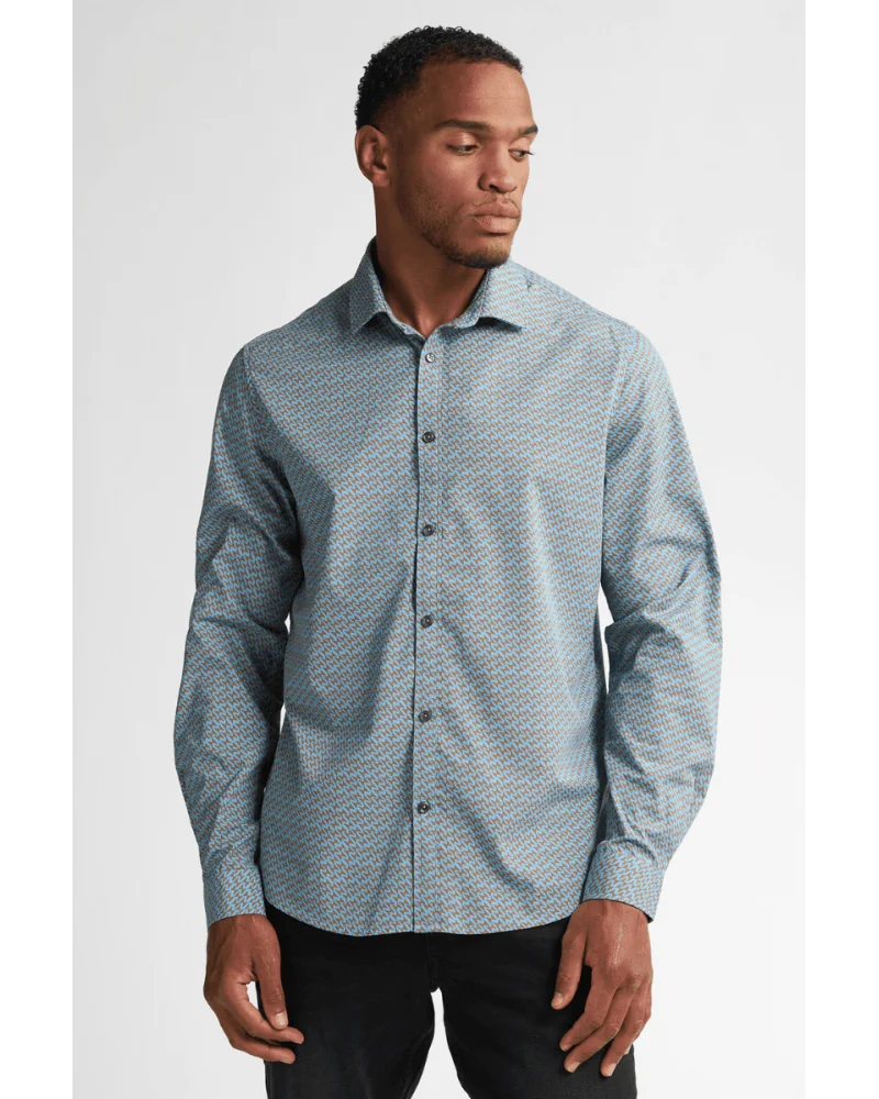 Camisa Estampada Azul Empolvado Petrol Esenziashopping Zaragoza Camisa Estampada Azul Empolvado Petrol Esenziashopping Zaragoza