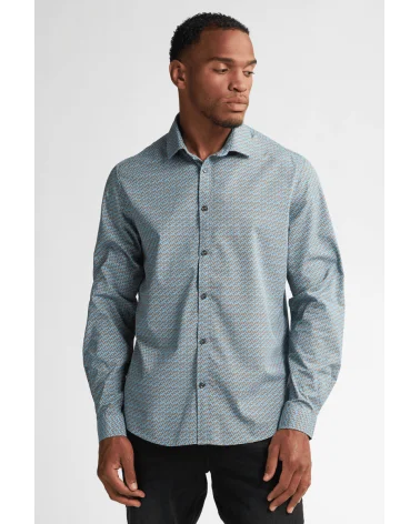 Camisa Estampada Azul Empolvado Petrol Esenziashopping Zaragoza