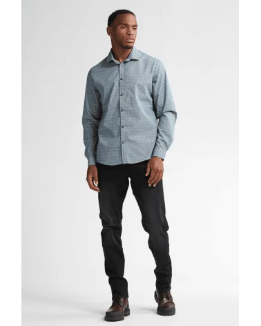 Camisa Estampada Azul Empolvado Petrol total look Esenziashopping Zaragoza