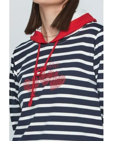 Sudadera Rayas Azul Roja Merletti detalle Esenziashopping Zaragoza