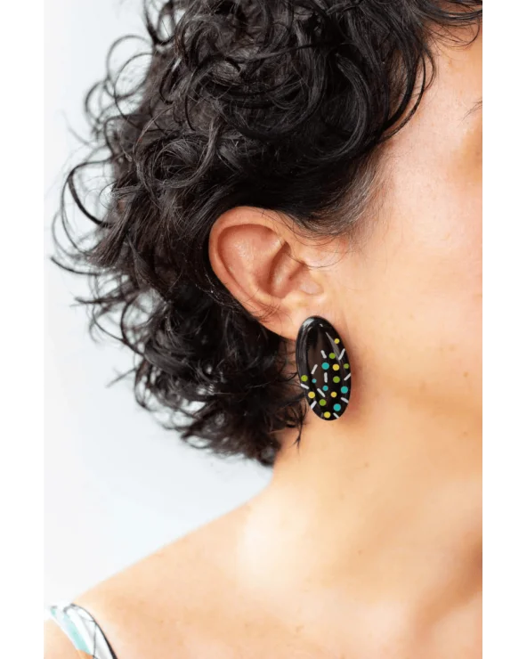 Pendientes Plug&Play Negro Moteado Tikismikis probados Esenziashopping Zaragoza