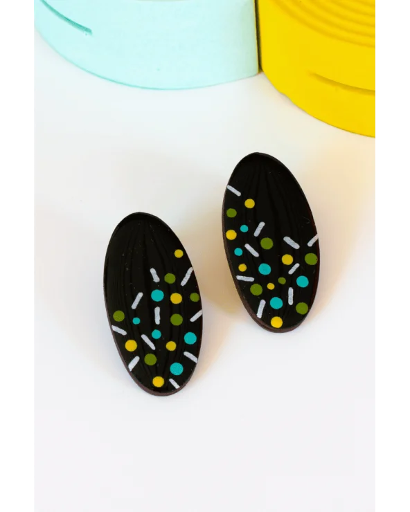 Pendientes Plug&Play Negro Moteado Tikismikis Esenziashopping Zaragoza