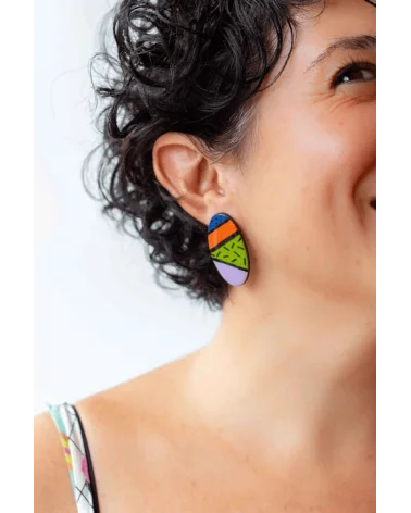 Pendientes Plug&Play Verde Naranja Tikismikis probados Esenziashopping Zaragoza