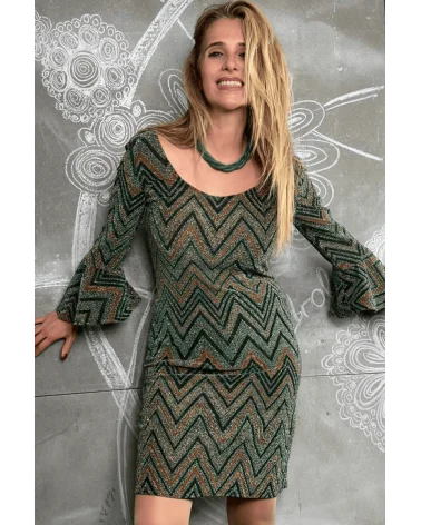 Vestido Zigzag Brillo Verde Lola Pedrola Esenziashopping Zaragoza
