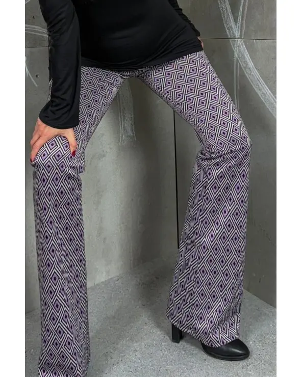 Pantalón Geométrico Lila Lola Pedrola Esenziashopping Zaragoza