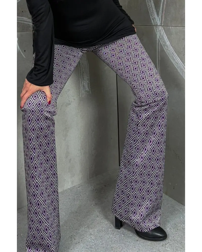 Pantalón Geométrico Lila Lola Pedrola Esenziashopping Zaragoza
