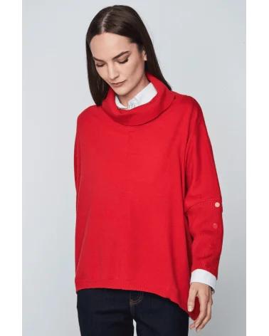 Jersey Amplio Botones Rojo Merletti Esenziashopping Zaragoza