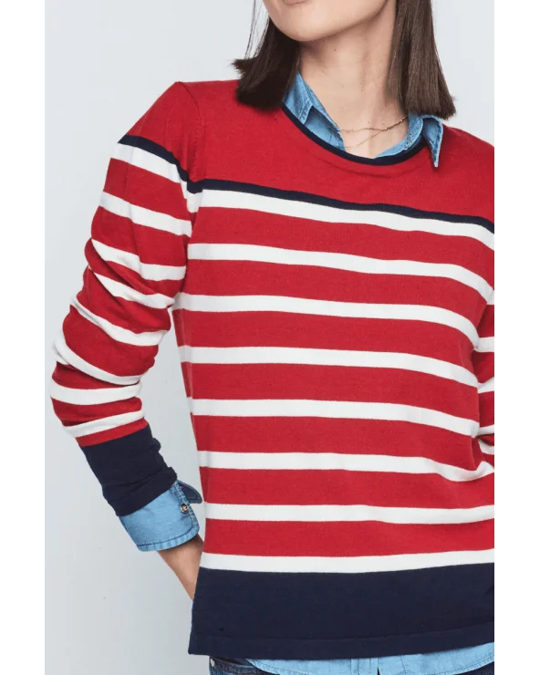 Jersey Rayas Rojo Azul Merletti detalle Esenziashopping Zaragoza