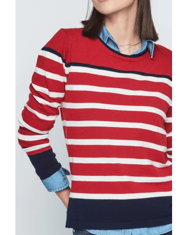 Jersey Rayas Rojo Azul Merletti detalle Esenziashopping Zaragoza