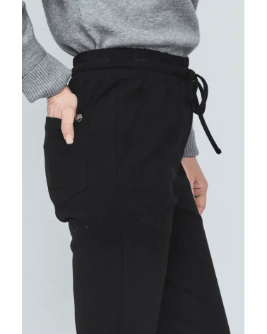 Pantalón Experience Goma Negro Merletti detalle Esenziashopping Zaragoza