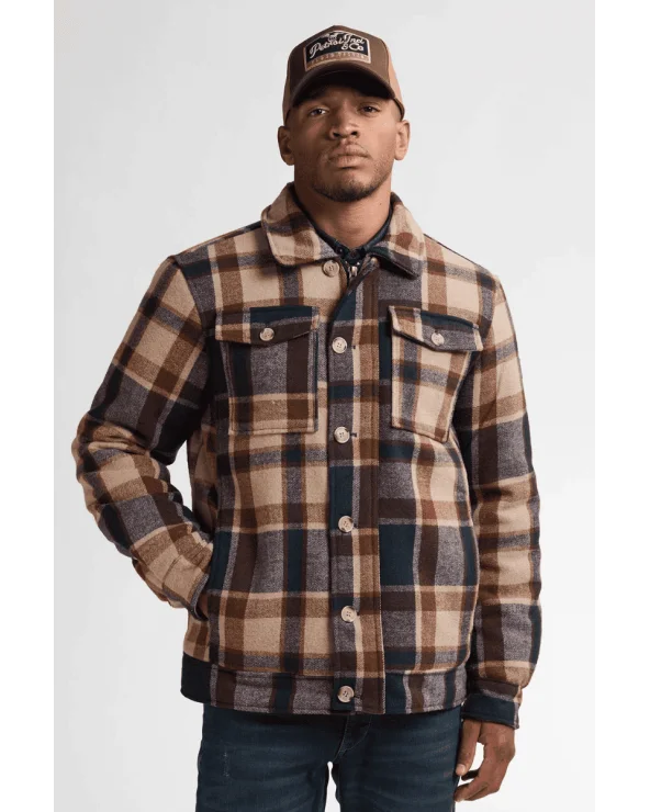 Chaqueta Cuadros Minessota Marrón Petrol Industries Esenziashopping Zaragoza