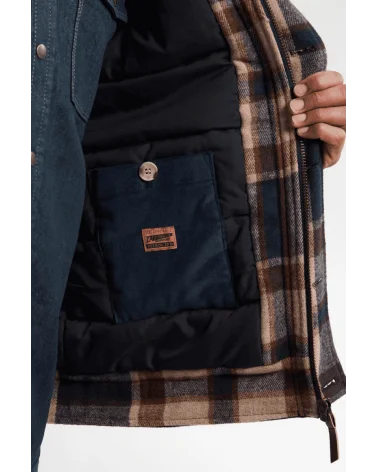 Chaqueta Cuadros Minessota Marrón Petrol Industries detalle Esenziashopping Zaragoza