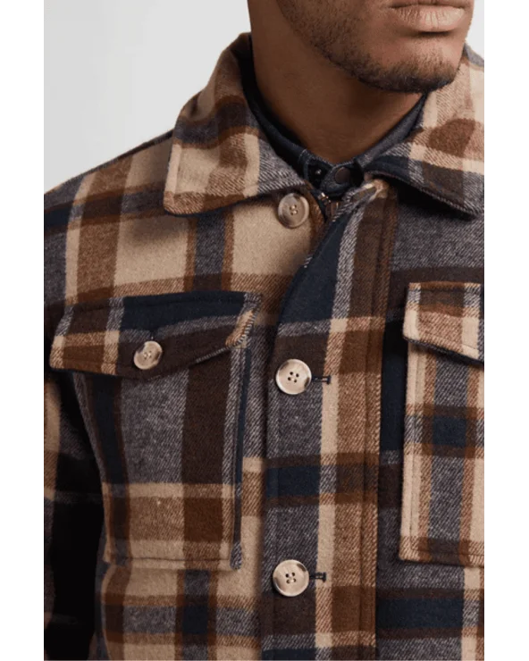 Chaqueta Cuadros Minessota Marrón Petrol Industries detalle Esenziashopping Zaragoza