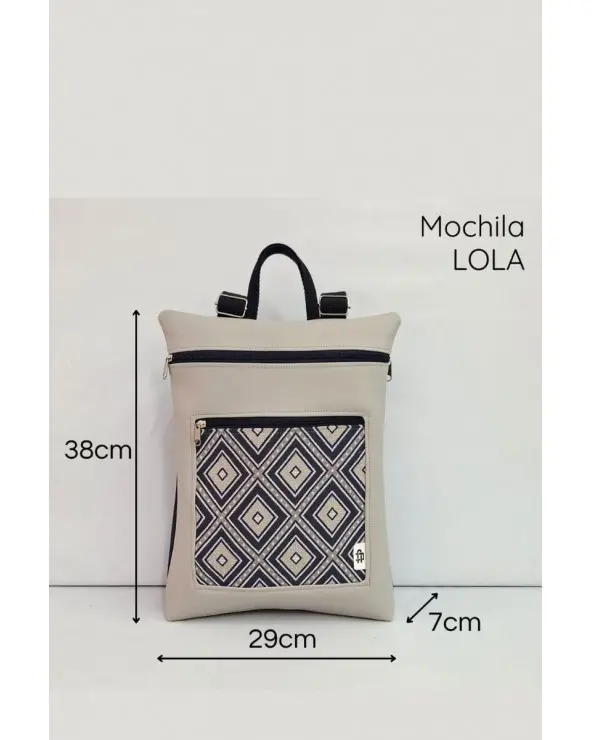 Mochila Rombos Reversible Cristina Alba medidas Esenziashopping Zaragoza