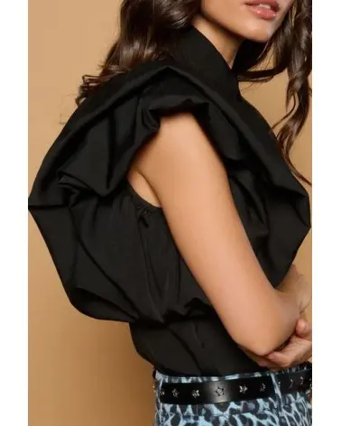 Blusa Camisera Balear Negra Minueto detalle Esenziashopping Zaragoza