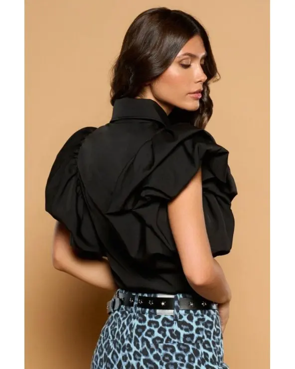 Blusa Camisera Balear Negra Minueto espalda Esenziashopping Zaragoza