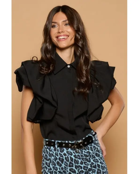 Blusa Camisera Balear Negra Minueto Esenziashopping Zaragoza