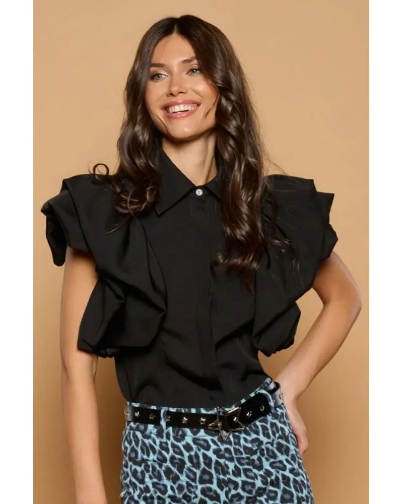 Blusa Camisera Balear Negra Minueto Esenziashopping Zaragoza