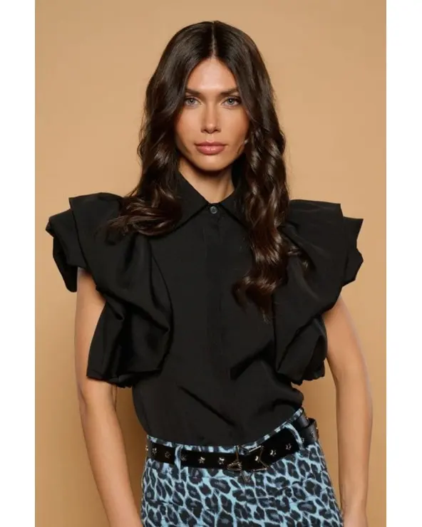 Blusa Camisera Balear Negra Minueto Esenziashopping Zaragoza