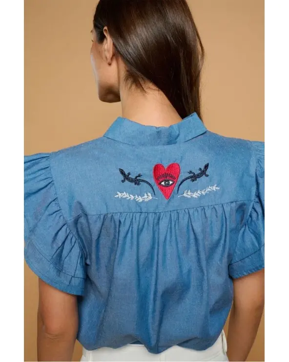 Blusa Camisera Pardela Minueto detalle Esenziashopping Zaragoza