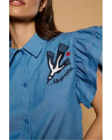 Blusa Camisera Pardela Minueto detalle Esenziashopping Zaragoza