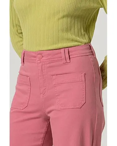 Pantalón Flared Bolsillos Cargo Rosa Empolvado Surkana detalle Esenziashopping Zaragoza