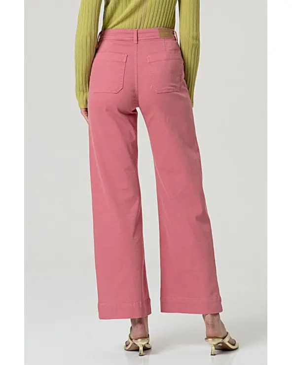 Pantalón Flared Bolsillos Cargo Rosa Empolvado Surkana espalda Esenziashopping Zaragoza
