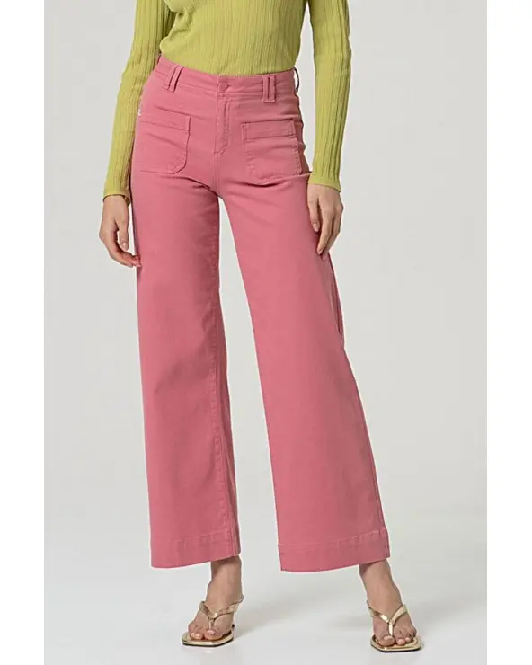 Pantalón Flared Bolsillos Cargo Rosa Empolvado Surkana Esenziashopping Zaragoza