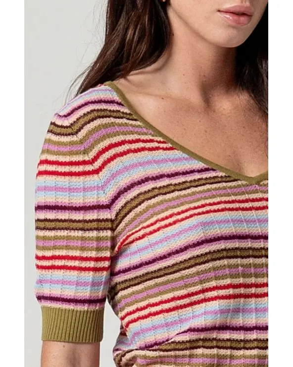 Jersey Escote Pico Rayas Surkana detalle Esenziashopping Zaragoza