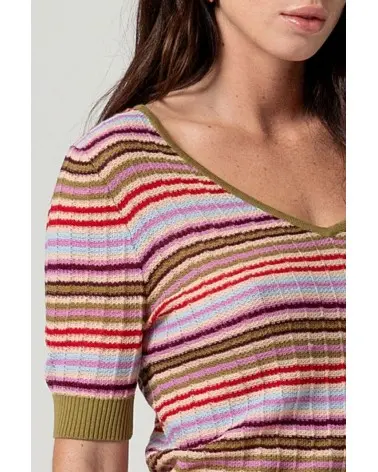 Jersey Escote Pico Rayas Surkana detalle Esenziashopping Zaragoza