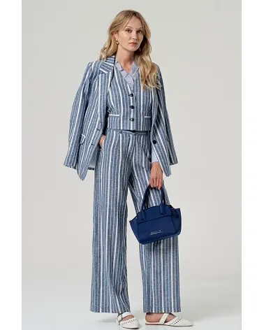 Pantalón Palazzo Rayas Azul Surkana total look Esenziashopping Zaragoza