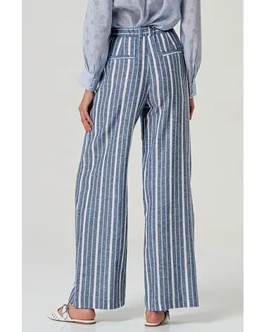 Pantalón Palazzo Rayas Azul Surkana espalda Esenziashopping Zaragoza