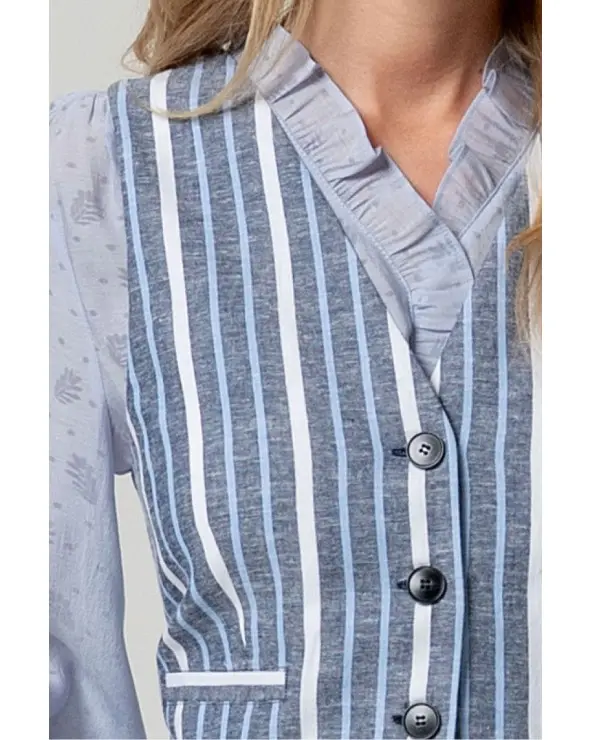 Chaleco Corto Rayas Azul Surkana detalle Esenziashopping Zaragoza