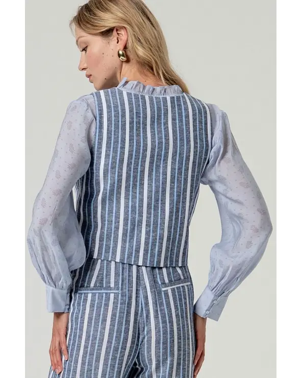 Chaleco Corto Rayas Azul Surkana espalda Esenziashopping Zaragoza