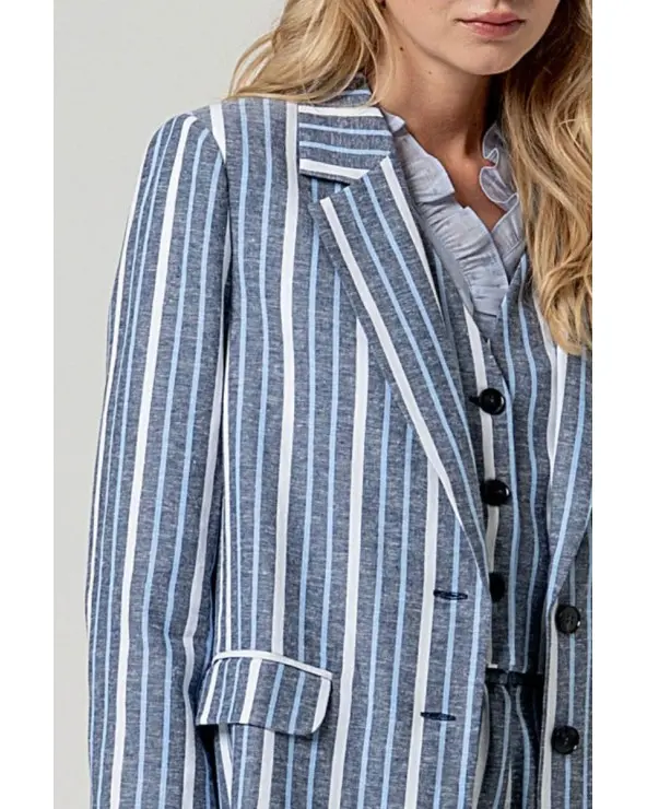 Chaqueta Americana Rayas Azul Surkana detalle Esenziashopping Zaragoza