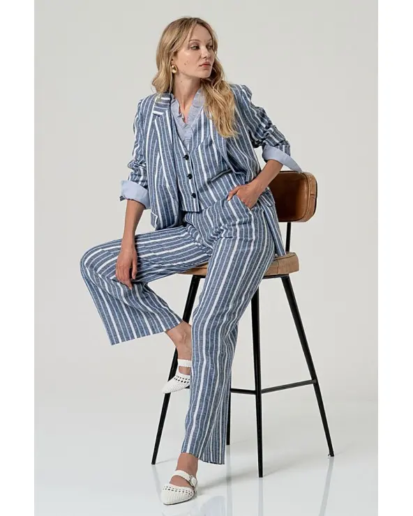 Chaqueta Americana Rayas Azul Surkana total look Esenziashopping Zaragoza