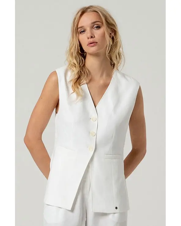 Chaleco Largo Blanco Surkana Esenziashopping Zaragoza