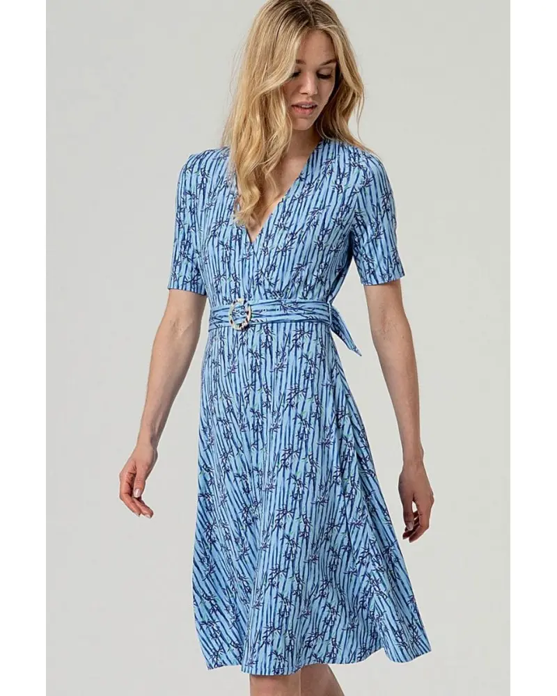 Vestido Cruzado Cinturón Azul Surkana Esenziashopping Zaragoza