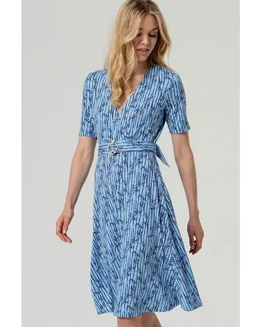 Vestido Cruzado Cinturón Azul Surkana Esenziashopping Zaragoza