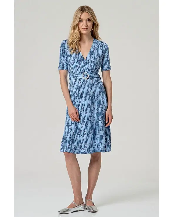 Vestido Cruzado Cinturón Azul Surkana Esenziashopping Zaragoza