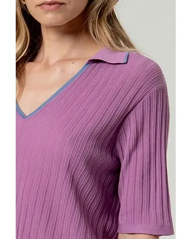 Jersey Punto Canalé Malva Surkana detalle Esenziashopping Zaragoza