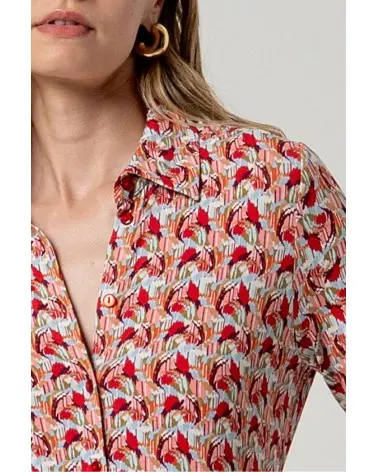 Camisa Estampada Rosa Surkana detalle Esenziashopping Zaragoza