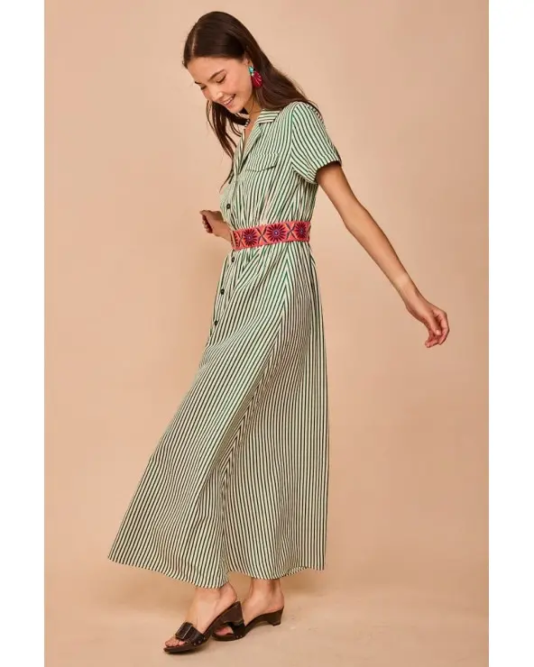 Vestido Largo Toró Verde Smile cinturón Esenziashopping Zaragoza