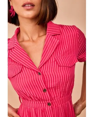 Vestido Largo Toró Fucsia Smile detalle Esenziashopping Zaragoza