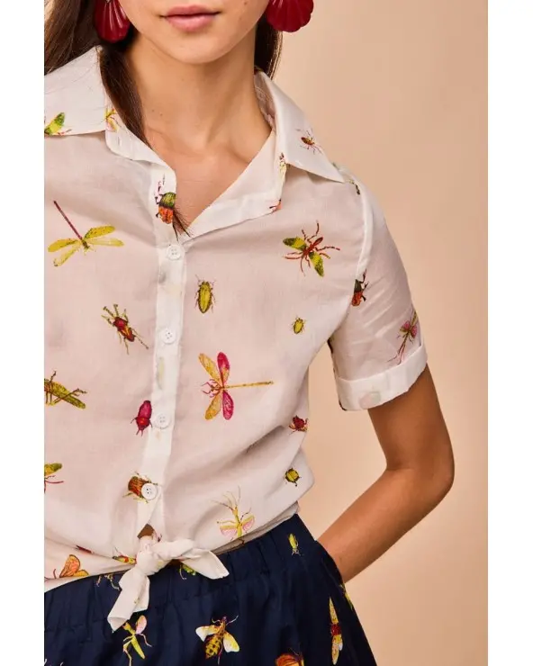 Camisa Somo Insectos Blanca Smile detalle Esenziashopping Zaragoza