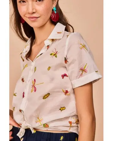 Camisa Somo Insectos Blanca Smile detalle Esenziashopping Zaragoza
